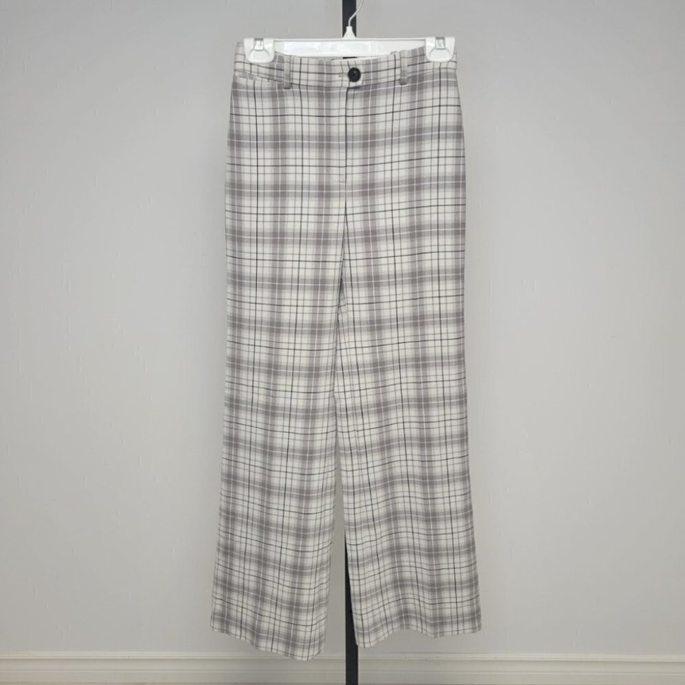 Aritzia Wilfred Francesca High Waisted Check Wide Leg  Pants